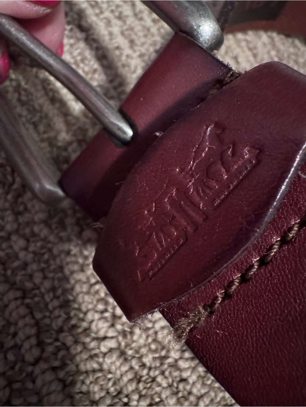 Levi’s Embossed Leather Belt in Deep Burgundy Brown